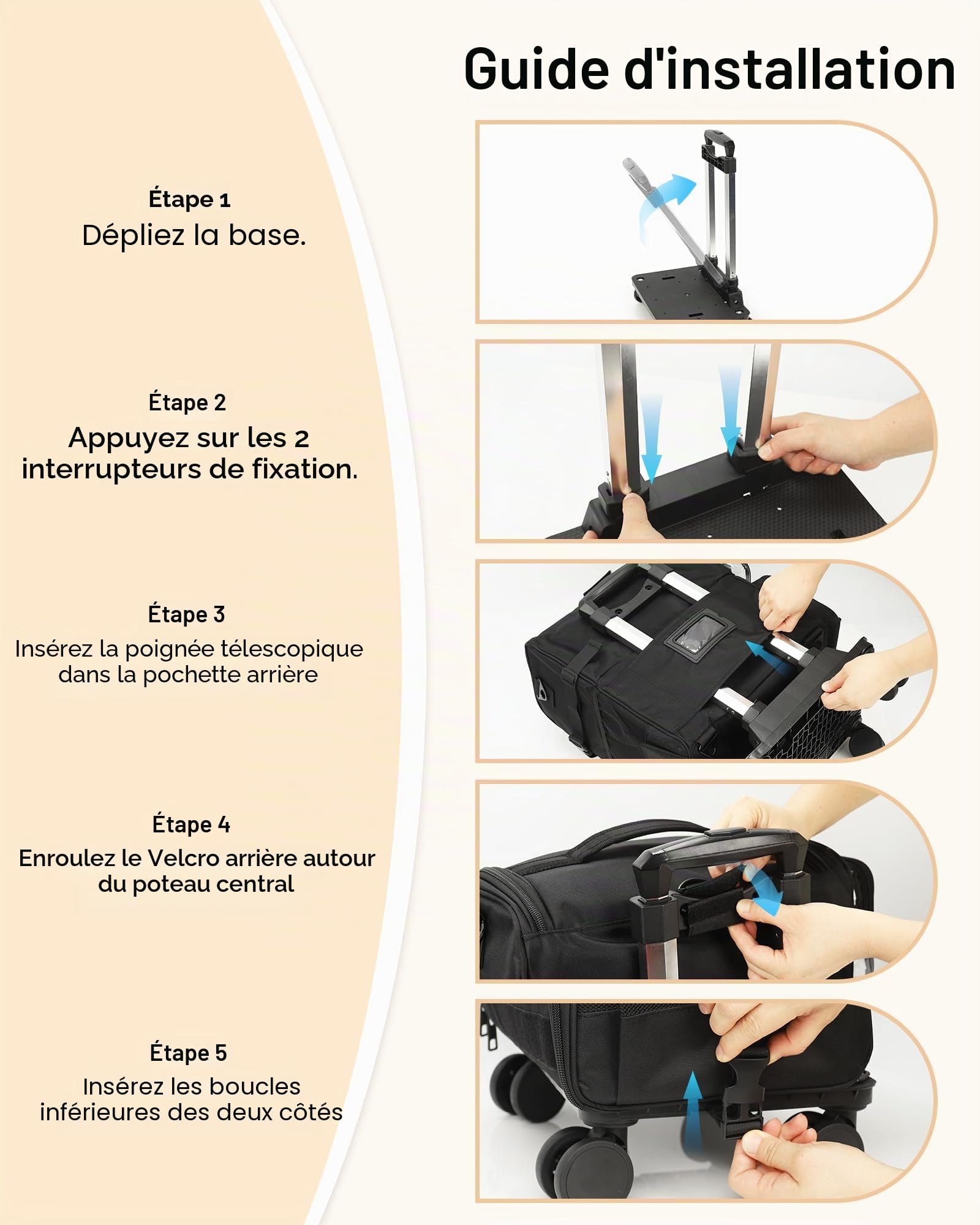 Relavel Mallette de maquillage à roulettes avec roulettes + 4 poches transparentes - Kit professionnel pour artistes de maquillage - Organisateur cosmétique avec séparateurs réglables - Roulettes