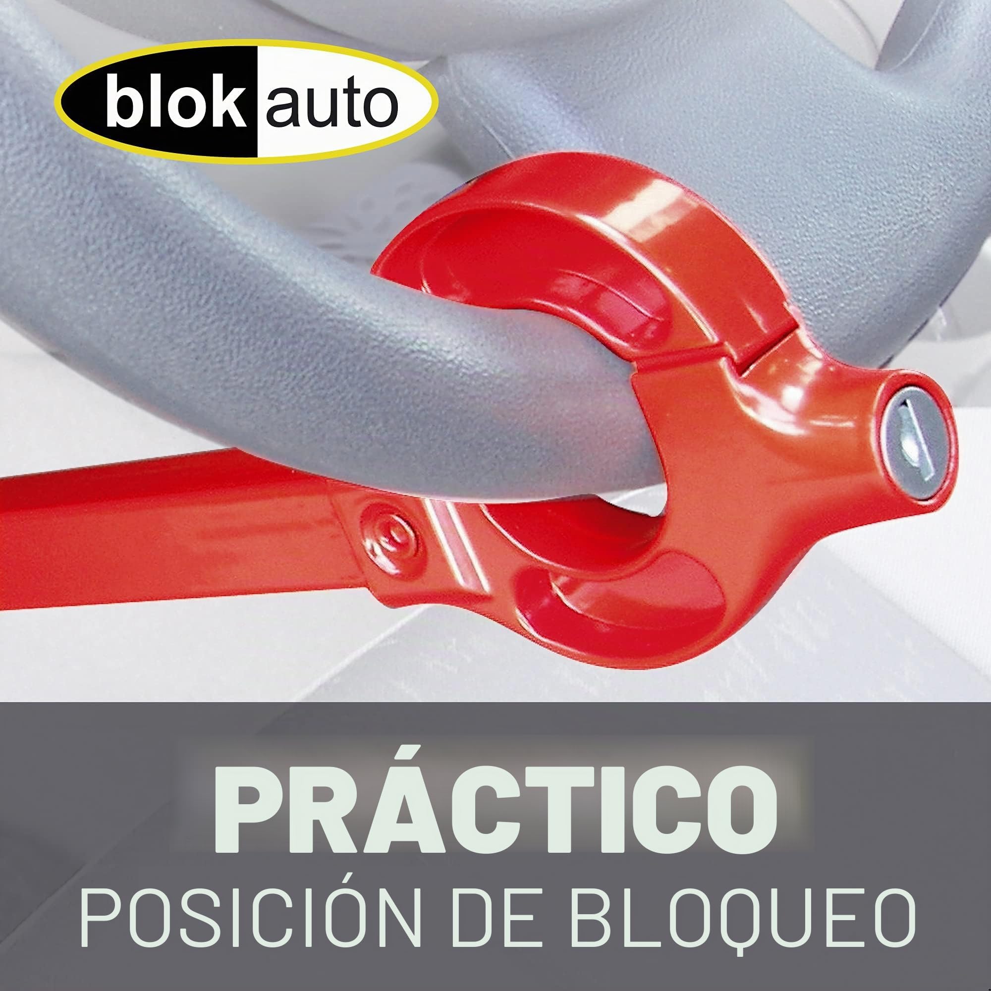 571/B Barra Antirrobo Coche Volante Pedal Original, Rojo Visible Más Disuasorio, Cierre Seguridad Basculante, Bloqueo Inmovilizador Antirobo Freno Embrague para Auto, Furgoneta, Caravana