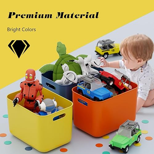 Miniatura 3 de OWill Paquete de 4 contenedores y cestas de plástico de 22 litros para una organización eficiente del aula en el hogar, contenedores de varios