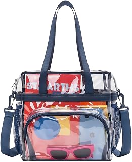 Lyingflat Clear Bag for Stadium Events 12x12x6 Clear Tote Bag with Large Front Pocket Removable Strap for Work Sports Concert