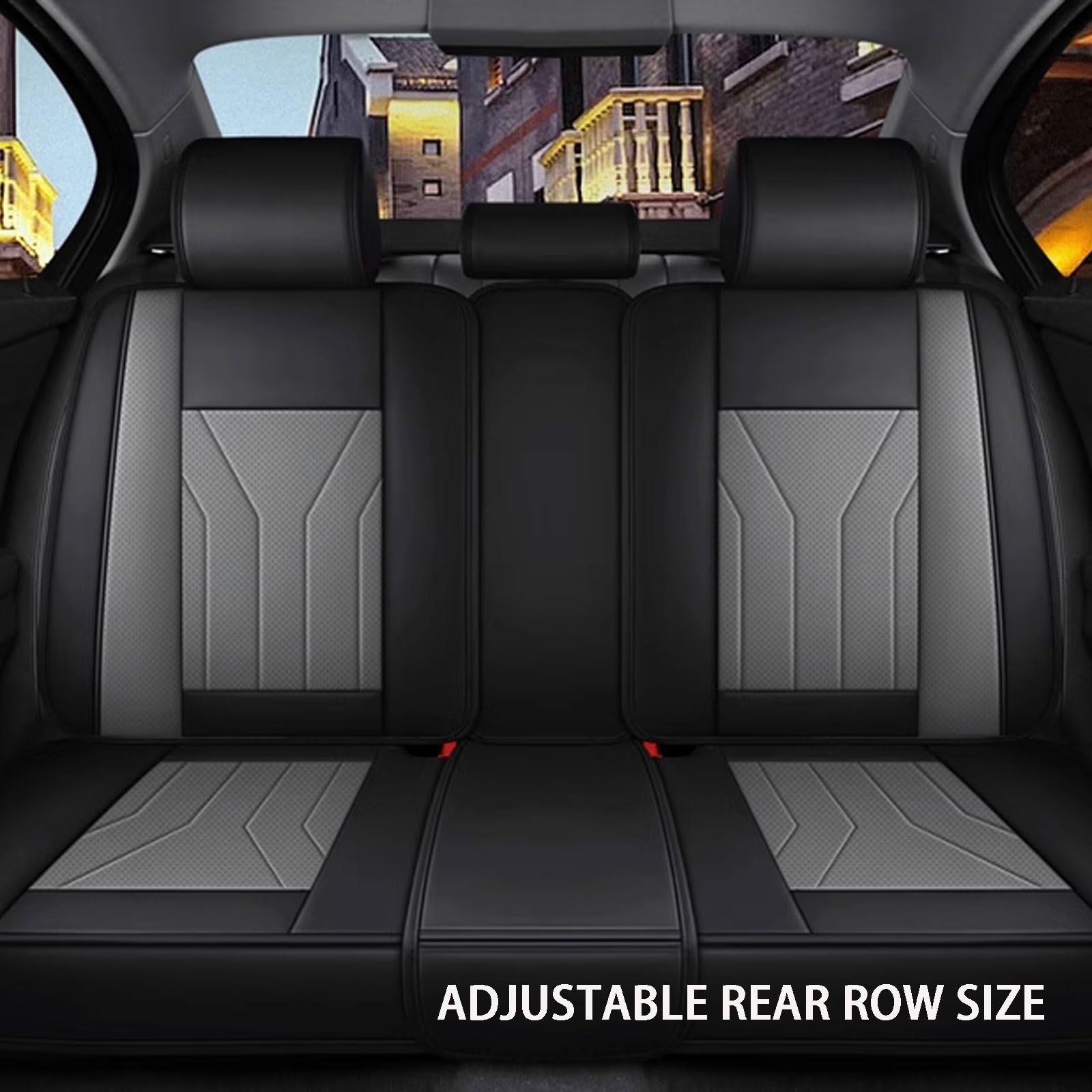 Fundas Asientos Coche, para Nissan Qashqai e-POWER (2023-2025), Fundas Asientos Coche Universales, Juegos de Cubreasientos Cuero Impermeables Coche Fundas Asientos Interior Accesorios(A(Black Grey))