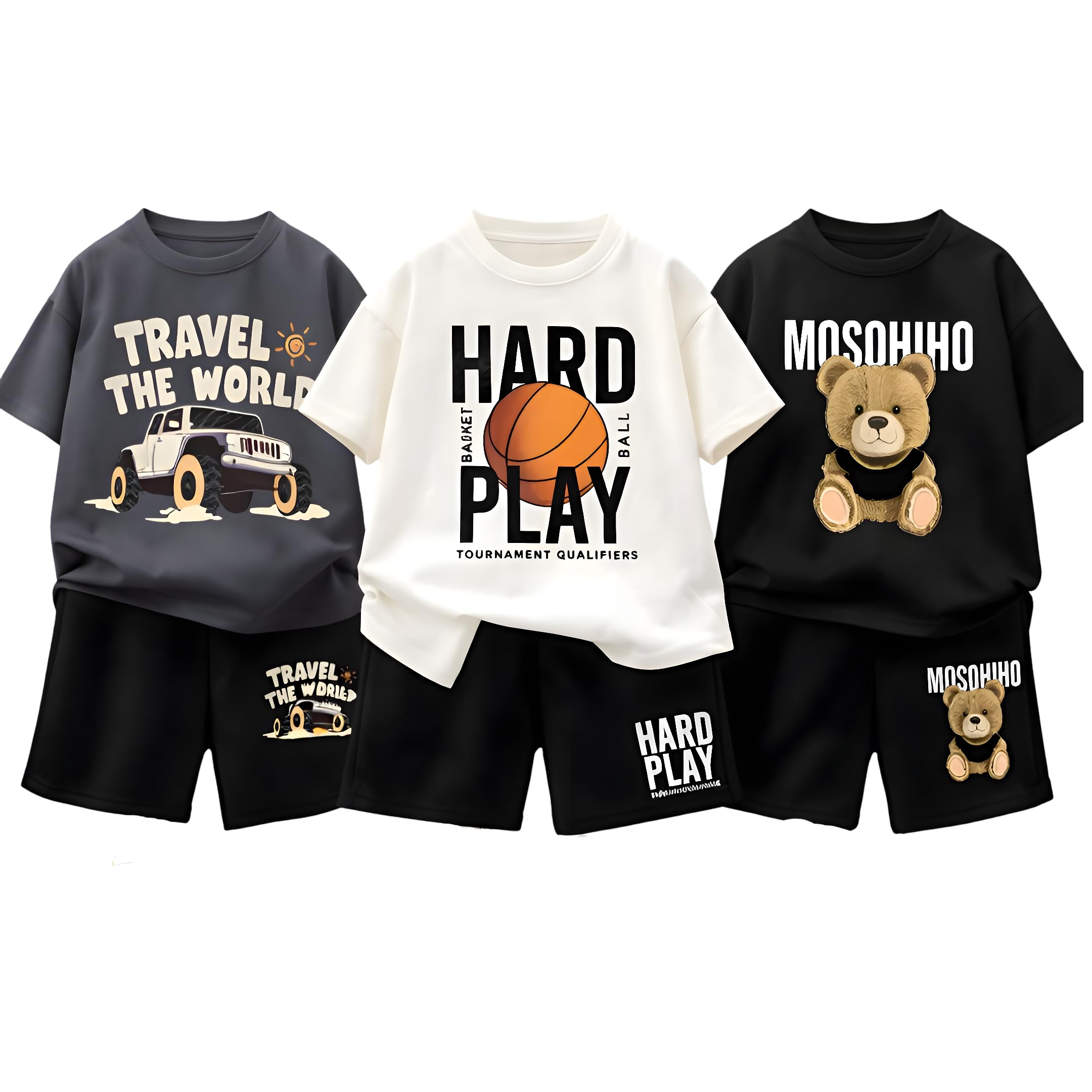 googo gaaga Boys 100% Cotton Printed Baby Boys Clothing Set and Shorts Set Pack of 3 | Boys Clothing Set | Home wear and play wear set for Boys-picture-24