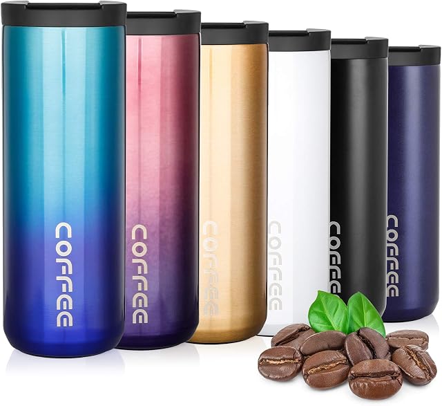 Lalafancy Insulated Coffee Cup 350ml/500ml Vacuum Double Walled Travel Mug Stainless Steel with Leakproof Lid, Car Coffee Mug for Hot and Cold Water Coffee and Tea