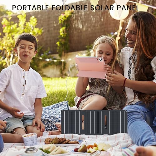 Miniatura 7 de FlexSolar Panel solar USB de 15 W, pequeño cargador solar plegable portátil (5 V3 A máximo), paneles solares móviles compatibles con teléfono