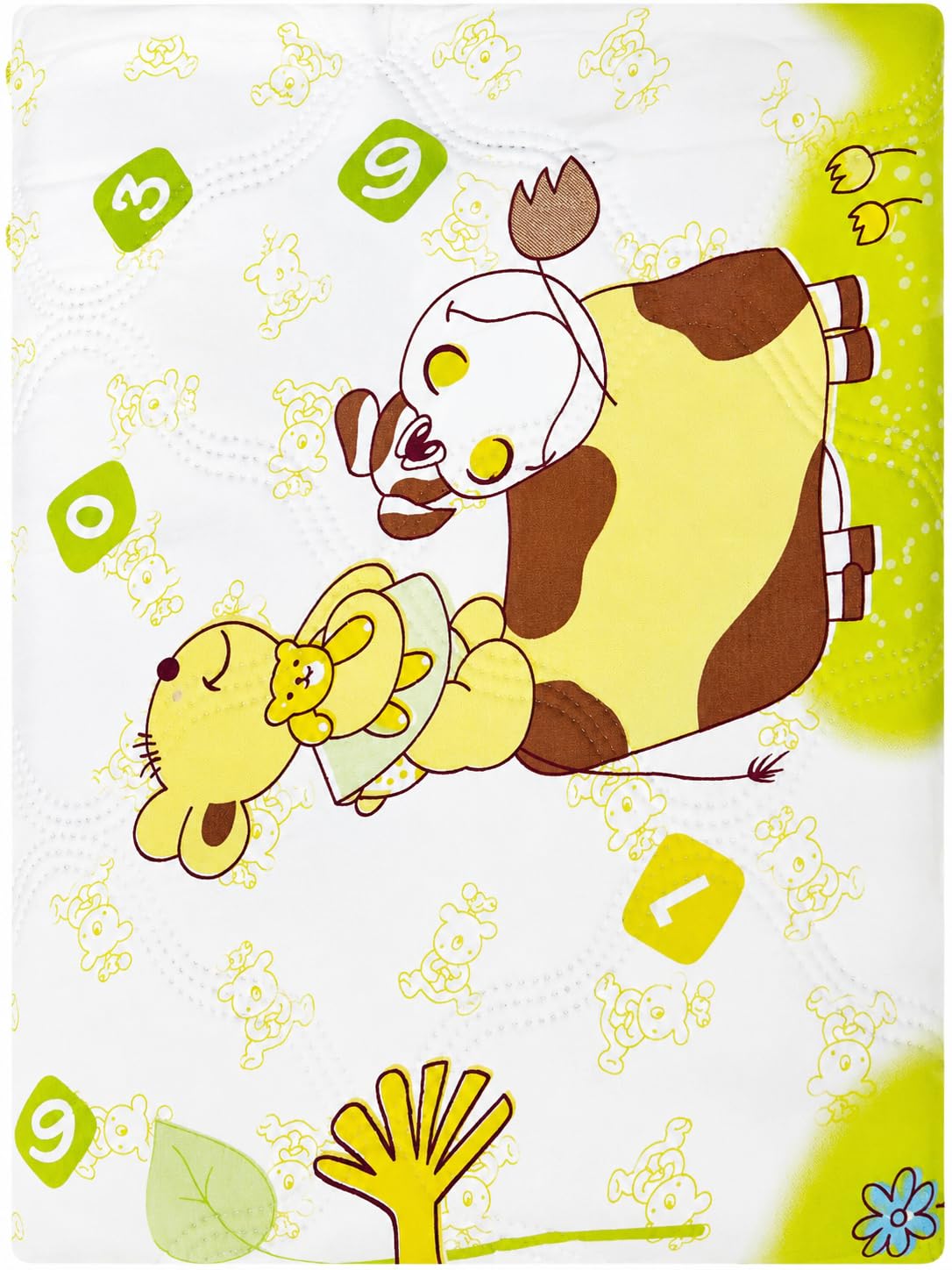 Single Comforter with Cartoon Animal Print, 127 x 223 cm | Soft & Lightweight, Kids Bedding, Colourful Numbers Print, Panda & Dog Design, White & Green-image-12