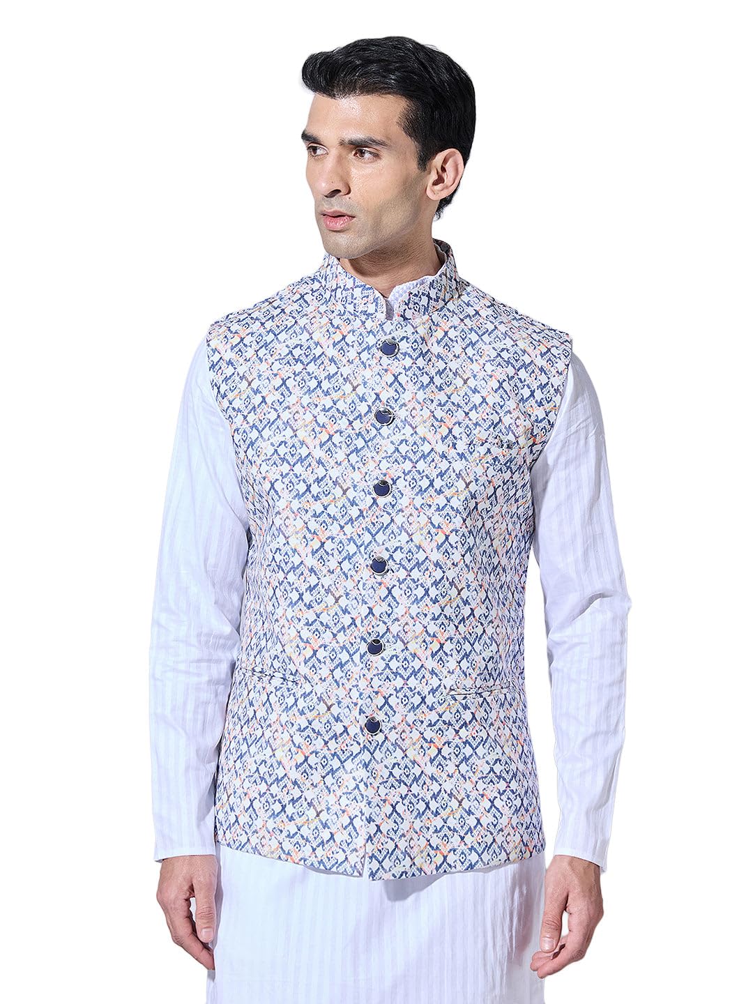 Men's Printed Blue Nehru Jacket-AK-4271-2_Blue-image-32