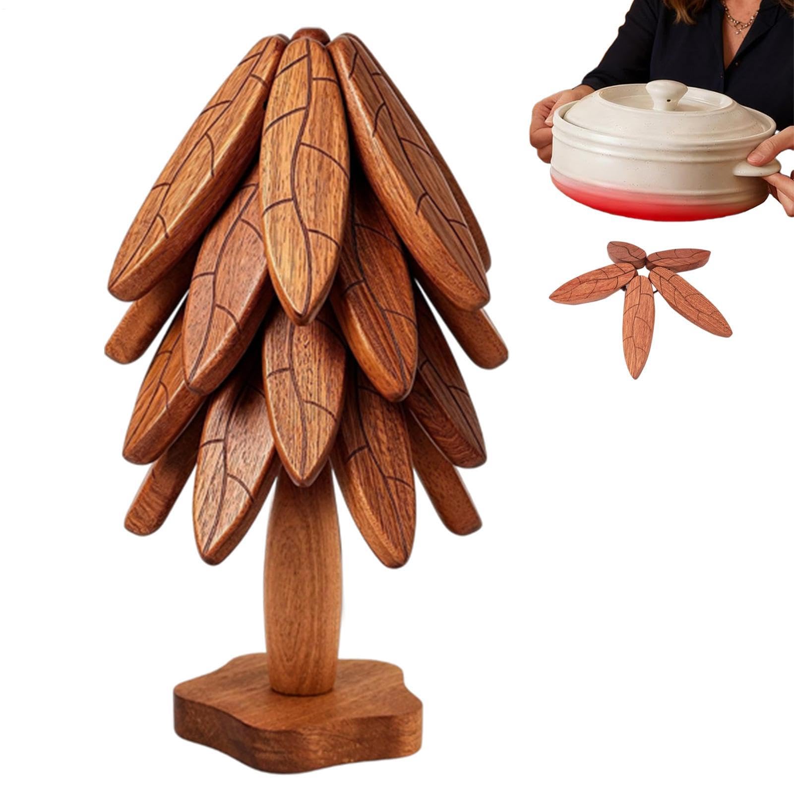 Dessous de plat en bois 4 dessous de plat antidérapants pour décoration de