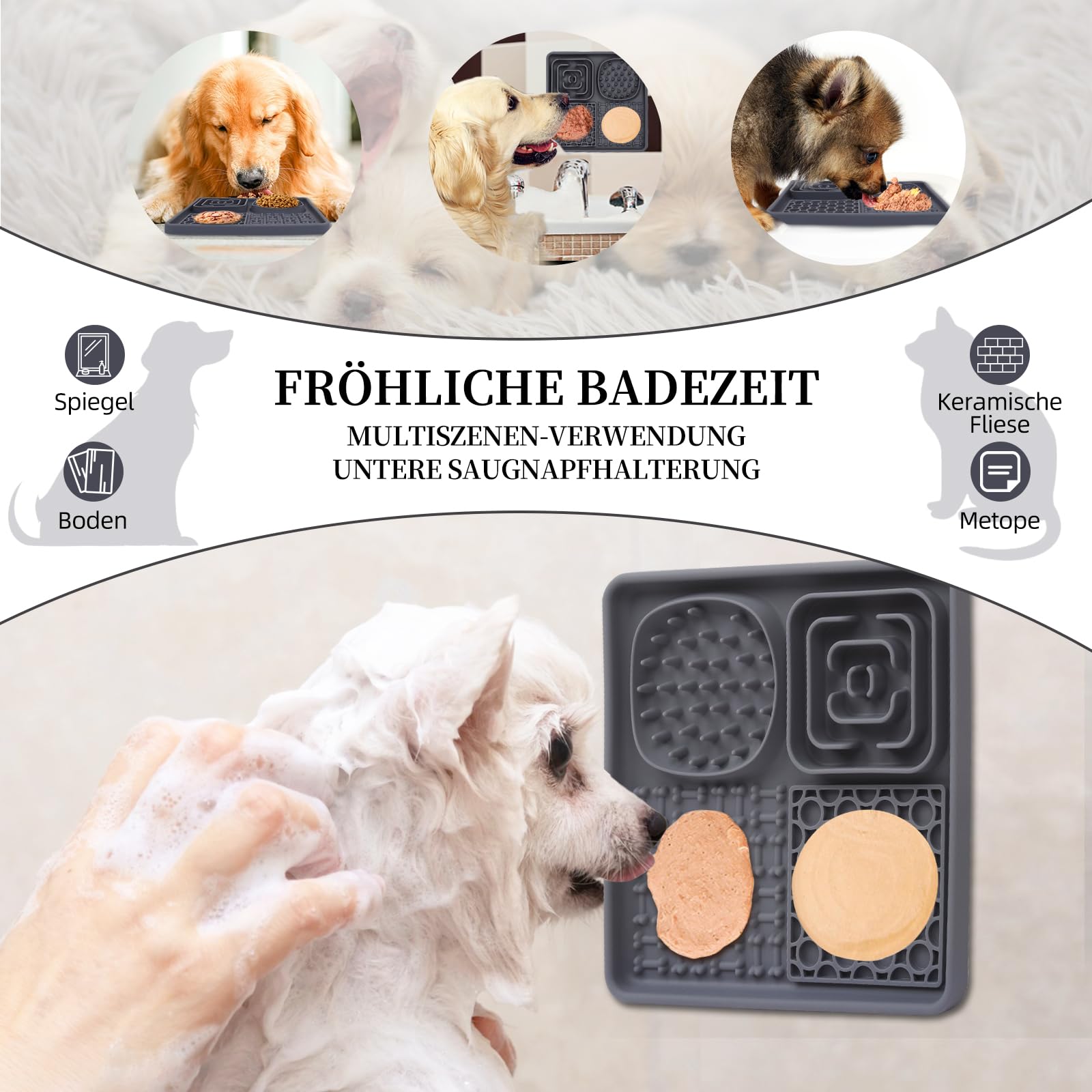 Likmat voor honden en katten 2 stuks, Slow Feeder likpatje met antislip ontwerp, vaatwasmachinebestendig, angstverlichting hondenspeelgoed voedermat voor boter yoghurt pinda, huisdieren baden