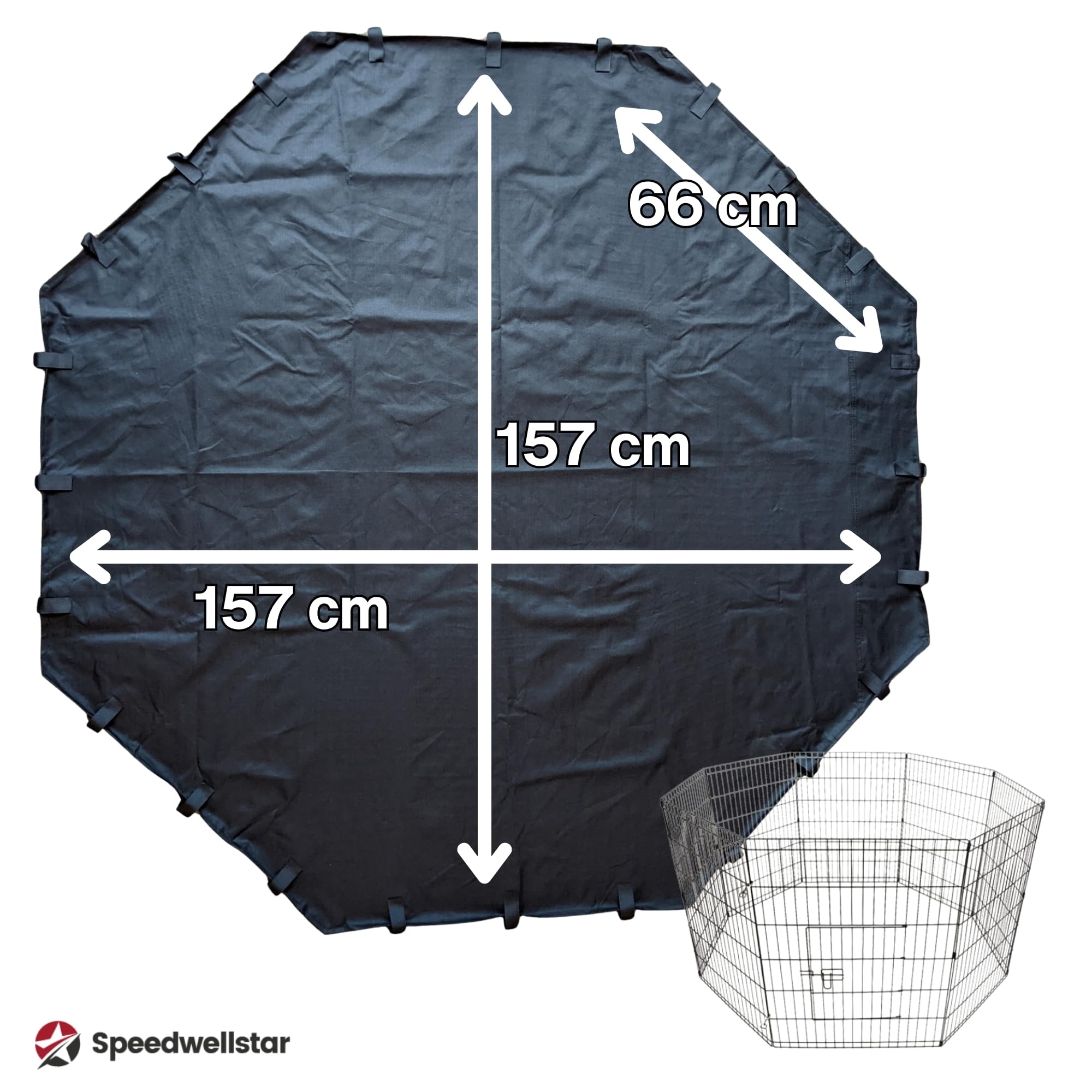Speedwellstar - Stuoia, Tappeto, Pavimento per 8 lato grande Pet Pen Run base antiscivolo tappetino resistente impermeabile nero universale. Gabbia non inclusa