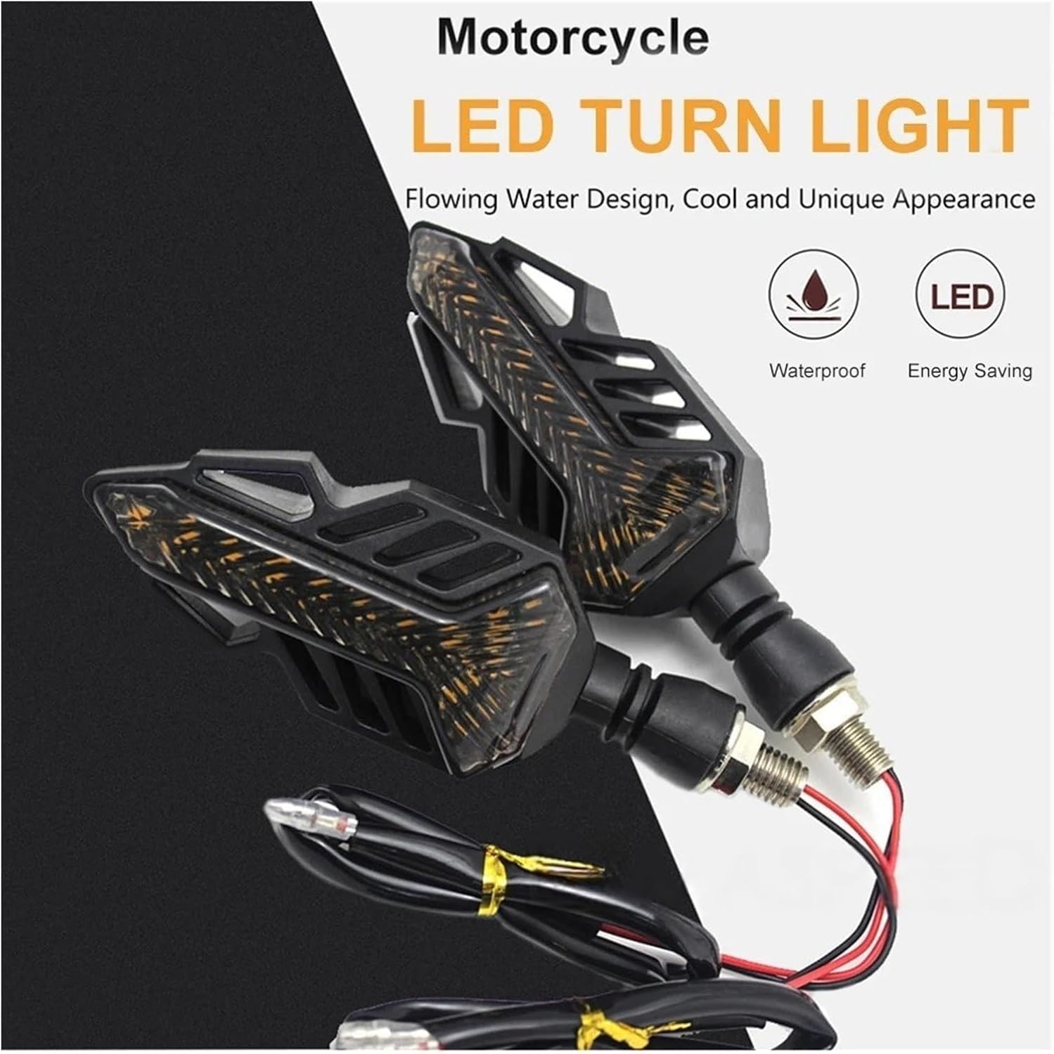 Generic Mini uniwersalne wskaźniki Sekwencyjne bursztynowe światła motocyklowe LED z funkcją migania, wodoodporne tylne światła motocyklowe, kierunkowskazy motocrossowe