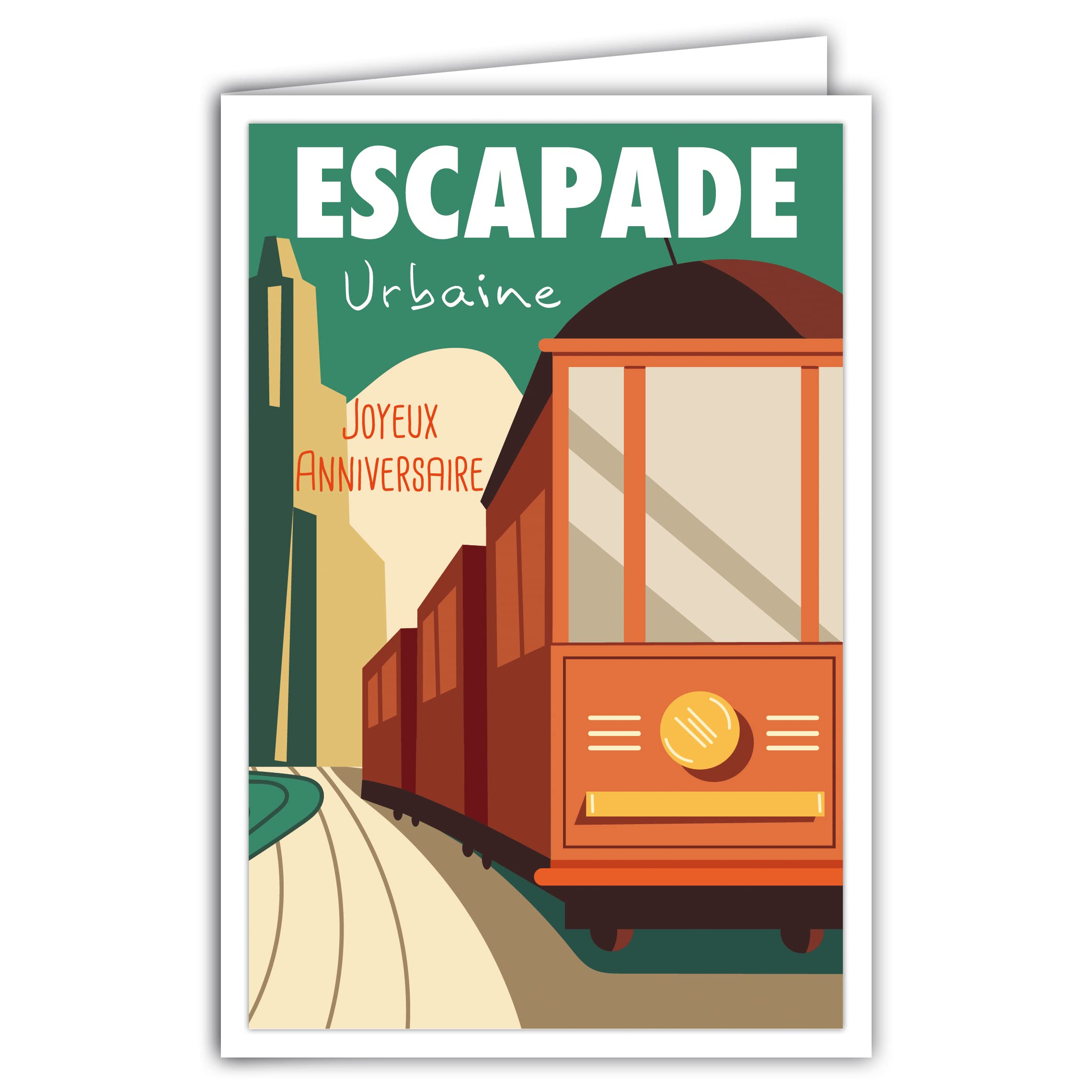 Afie 69-4328 Happy Birthday Card with Envelope - Mini Poster 17 x 11.5 cm - Urban Escape City Travel Retro Vintage