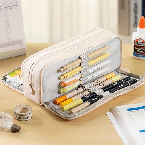 Miniatura 6 de CICIMELON - Estuche para lápices de gran capacidad, 3 compartimentos, para adolescentes, niñas, niños, hombres y mujeres (arcoiris)