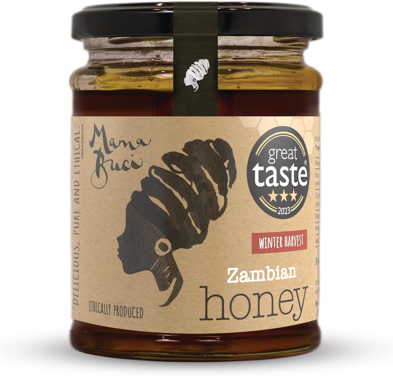 Mama Buci Zambian Pure Honey - Winter Harvest 340g - Ethical Natural Honey Selection with Antioxidants, Vitamins and Minerals - Hand-Harvested Unpasteurised Honey