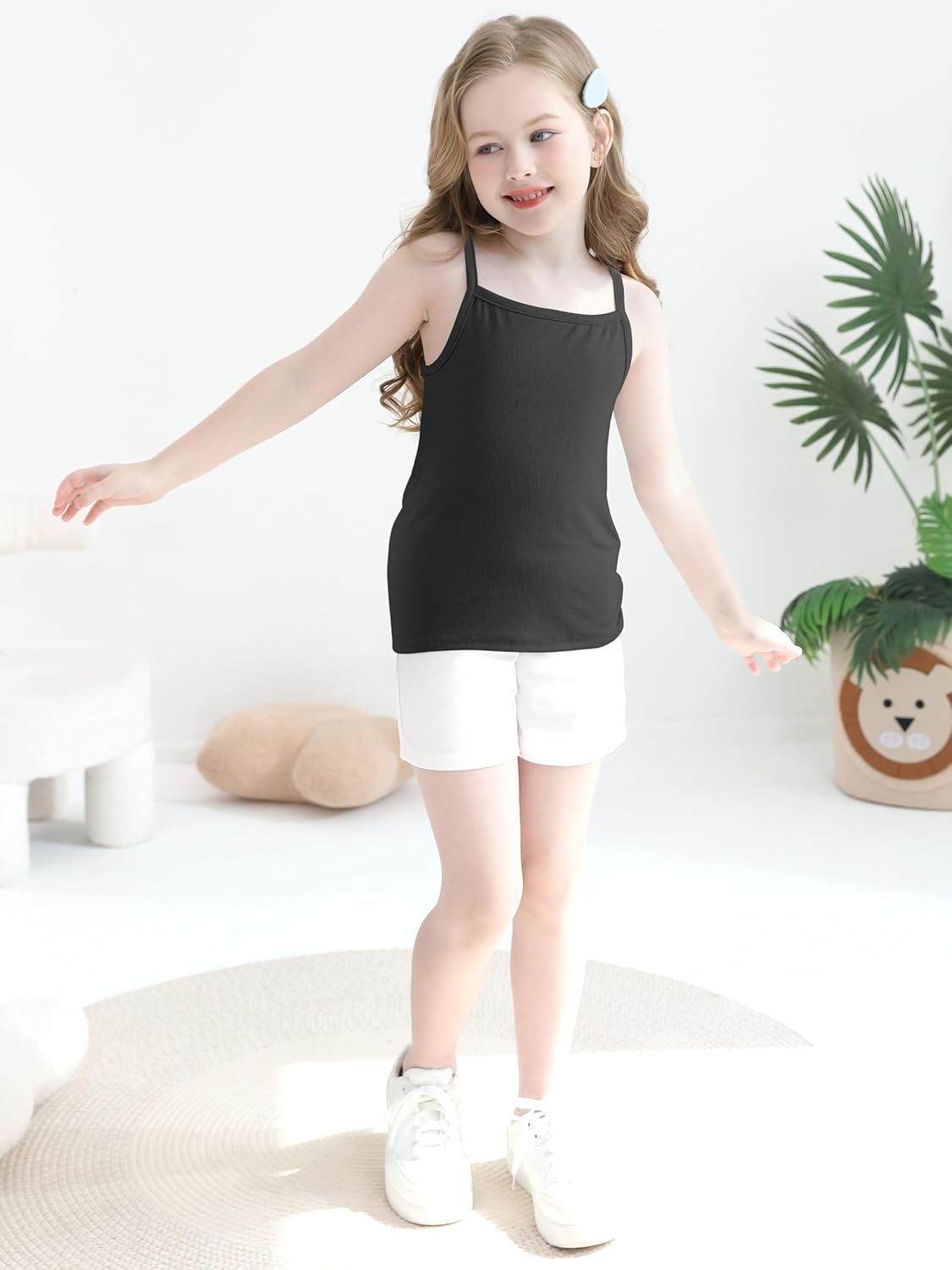 Poroka 6 Pack Girls Tank Top Solid Sleeveless Undershirts Cami Scoop Neck Undershirts Soft Dance Tank Tops for Toddler - Image 2