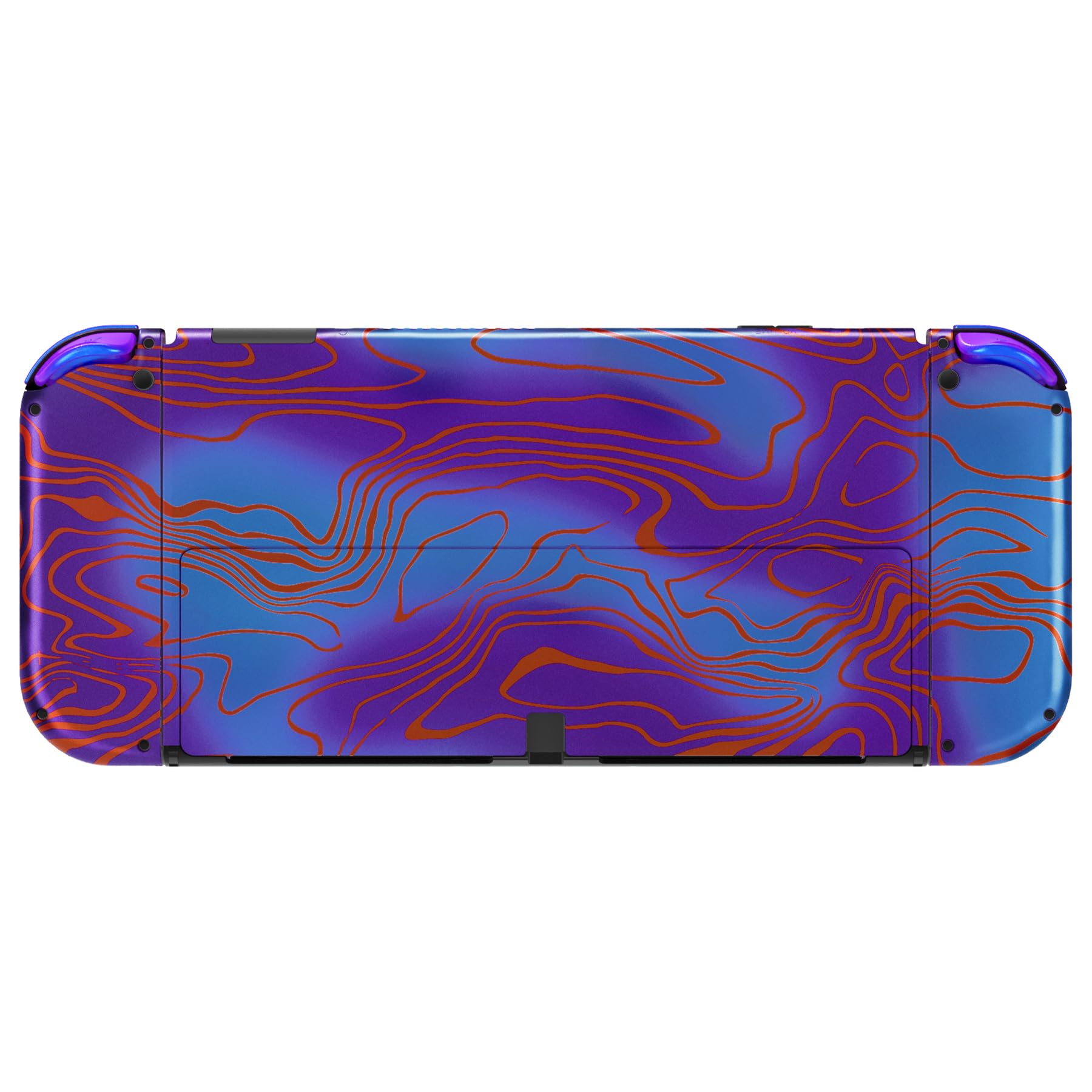eXtremeRate Cover Tasti Pulsanti Ricambio per Nintendo Switch OLED Console Joycon,Custodia Posteriore Controller Scocca Supporto Shell KickStand per Nintendo Switch OLED-Damascuscamo