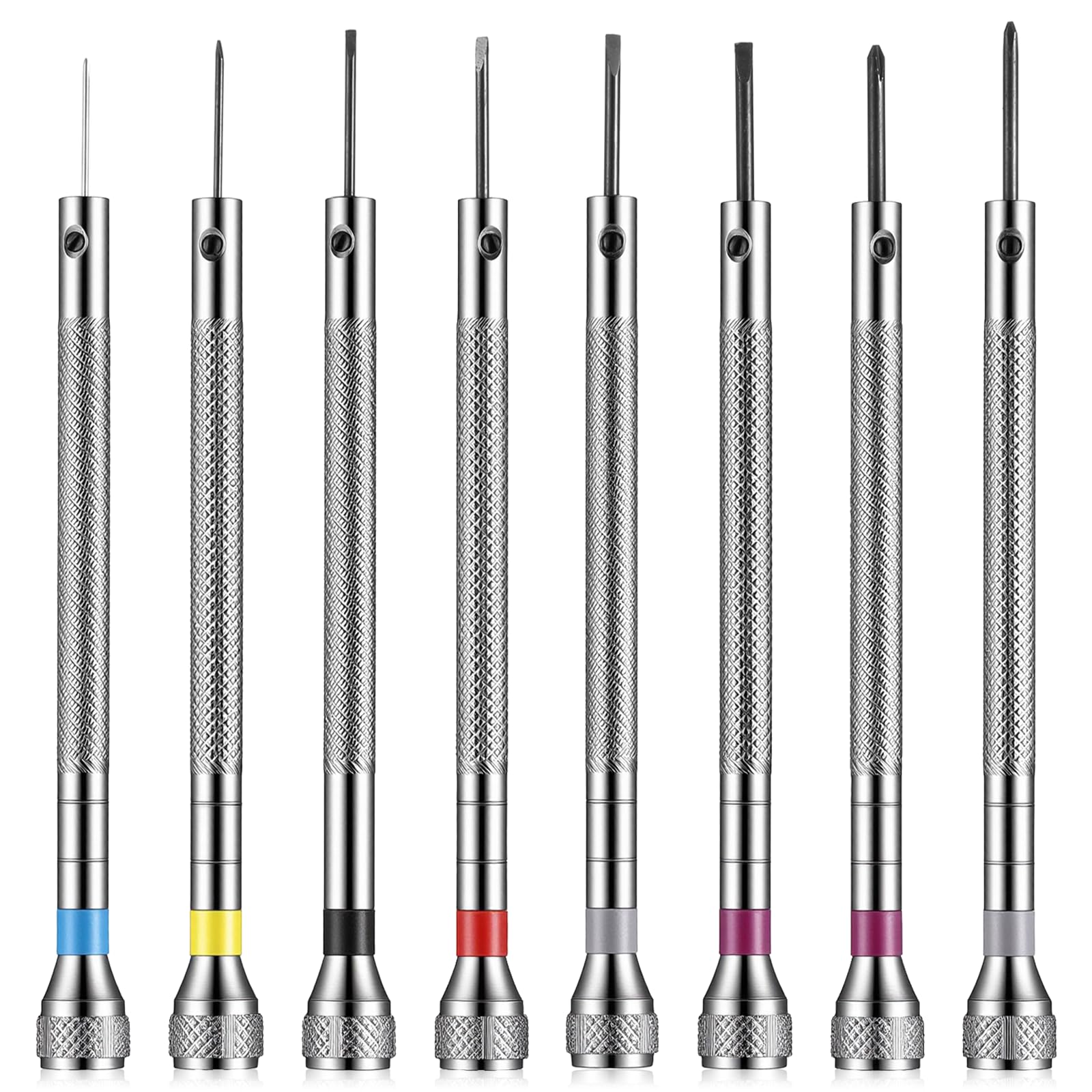 8 Pcs Watch Screwdriver Set, 0.6-1.6 mm Flathead & Phillips Screwdriver