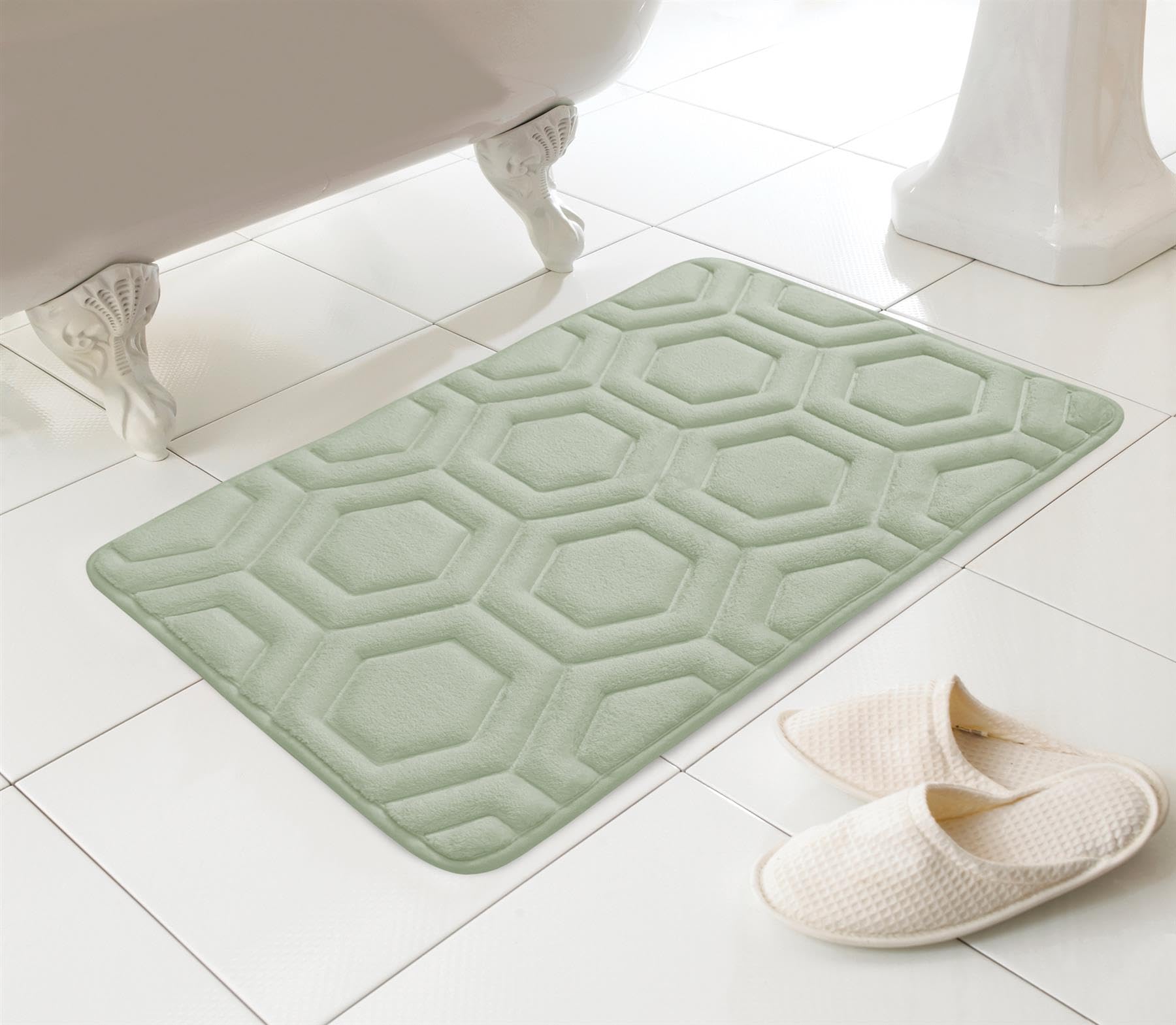 COUNTRY CLUB Geo Memory Foam Bath Mat Sage 43x61 cm