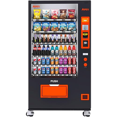 Afen Commercial Vending Machine Snack & Drink 60 Slot Refrigerated Soda Combo Vending Machine for Business Fatory Bulk Cashless, Bill Acceptor and Card Reader
