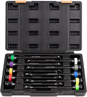 Torque Limiting Extension Bar Kit, 10 Piece 1/2" Drive Torque Wrench Set with Color-Coded Torque Sticks (65-150 Ft-Lbs), Compatible with 1/2" Drive Tools for Lug Nuts, Automotive Repair