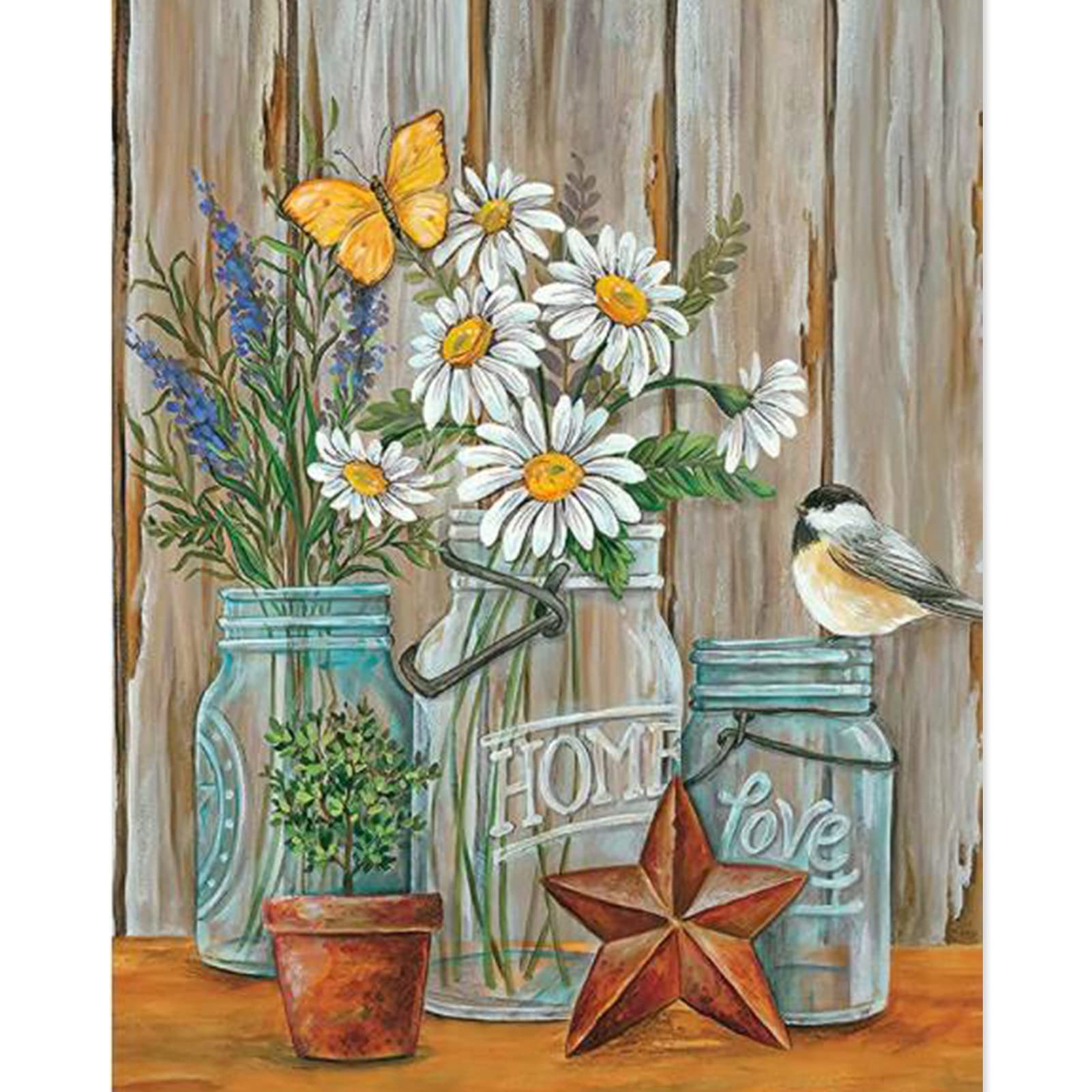 SANYOCZH Flower 5D Diamond Painting Kits, DIY Full Drill Round Diamond Art Kit for Adults Kids Beginners, Crystal Gem Crafts Wall Decoration for Home Office Room (12"x16", Flower)