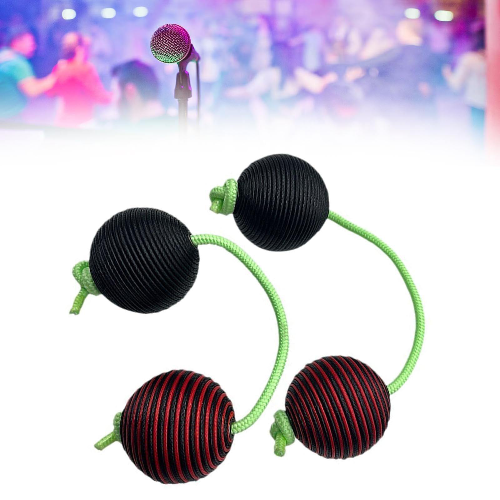 2 Pièces Boule de Sable Rythmique Instruments Percussion Maracas Double Gourde Rattle Drum Jouet Éducation Précoce Matériau Corde Fonction Son, noir rouge