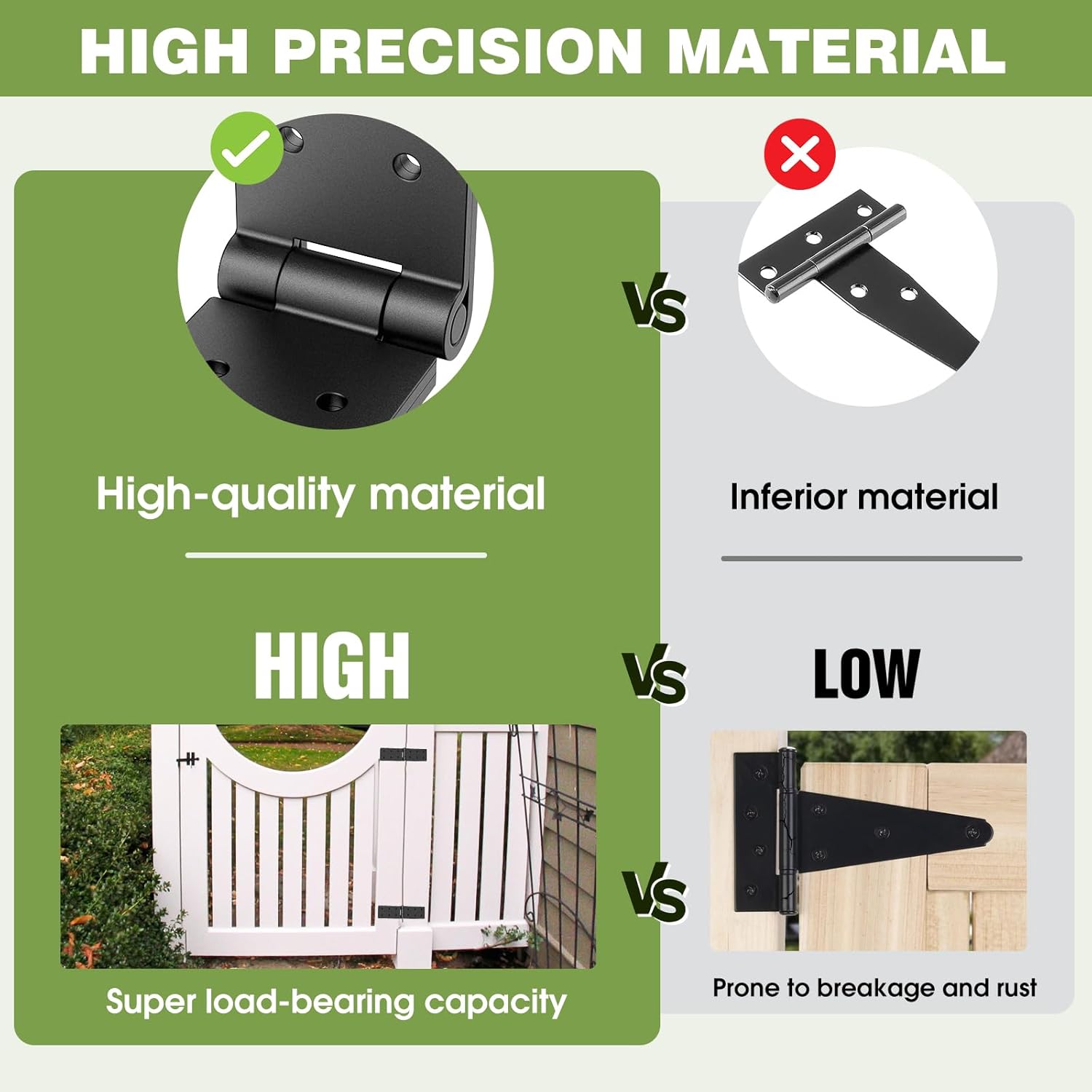 Heavy Duty Gate Hinges,270° Solid Double Layer Folding Butt Hinges with Electroplating for Heavy Plywood, Backyard Wood Gates and Fence(6 Pack)