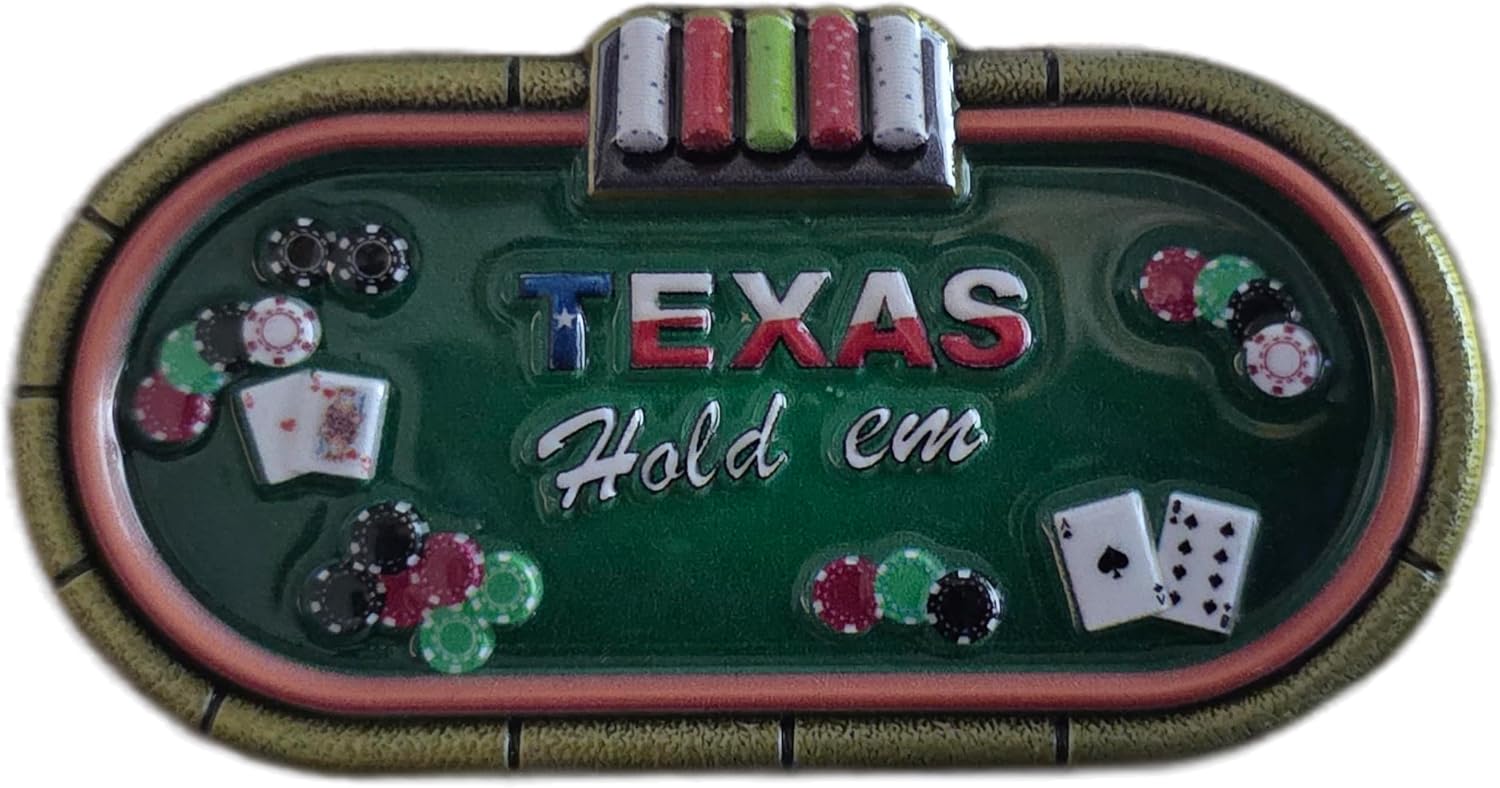 Texas Hold’em Poker Card Protector – Heavy Metal Card Guard, Casino-Style Chip & Cards Design, Protect Your Hand from Good Luck Charm Trinket – Premium Poker Table Accessory