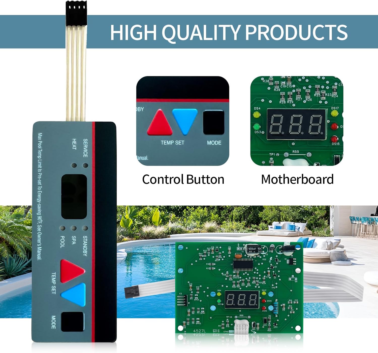 FDXLBKP1930 Keypad and IDXL2DB1930 Display Board Compatible with Hayward FDXLBKP1930 D13030 All H-Series Low NOX Pool Heater,for H100ID1 H150FDN H200FDN H250FD H300FD H350FD H400FD.