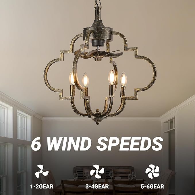 Ventilador de Techo 23" Con Luz, Control Remoto y 6 Velocida miniatura 8