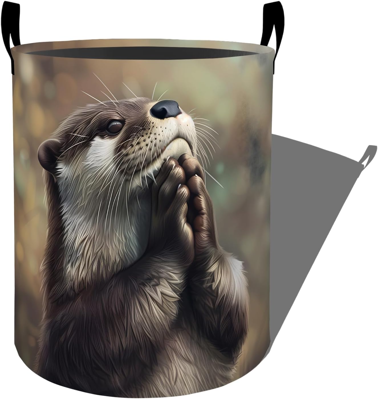 Cute Gentle Otter Dreamy Scene Laundry Basket, Dorm Nursery Foldable Laundry Hamper Organizer for Bathroom Decor, Toy Clothes Storage Box for Bedroom 19.7x15.7 Inch