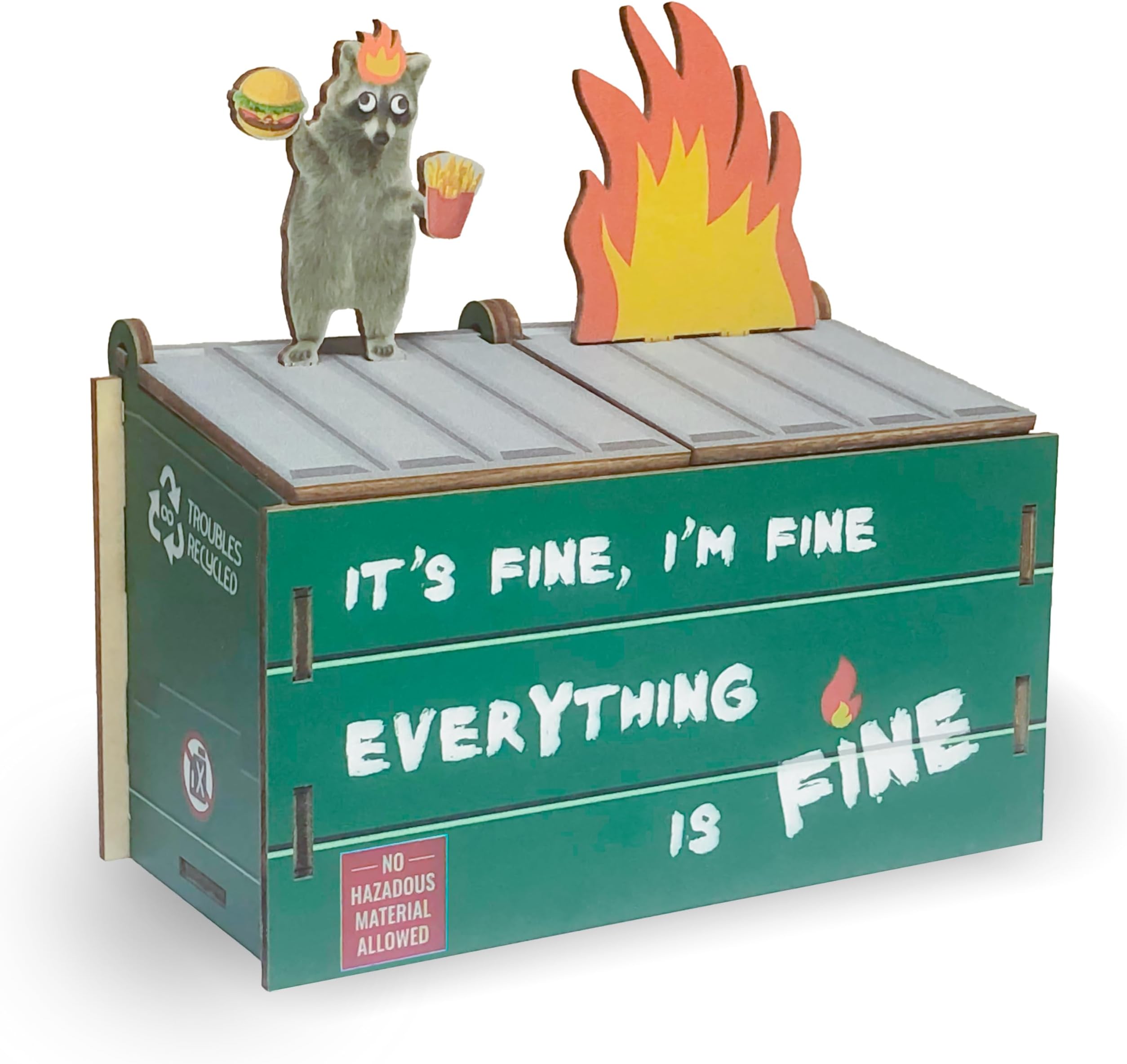 Desk Dumpster Pencil Holder, Everything is Fine Pencil Holder