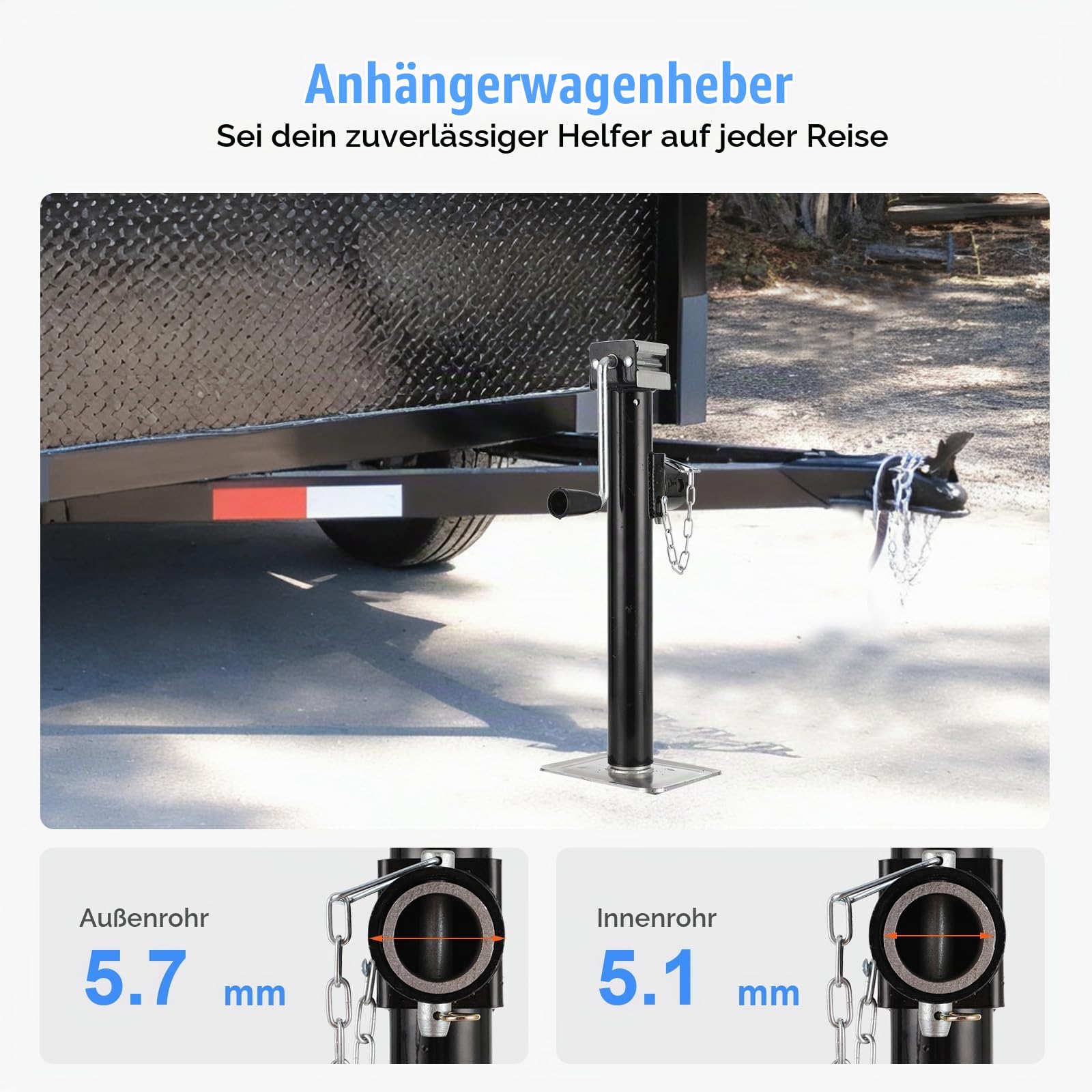 2X Ausdrehstütze klappbar 800kg Abstellstütze 530-900mm Stützfuß Anhänger