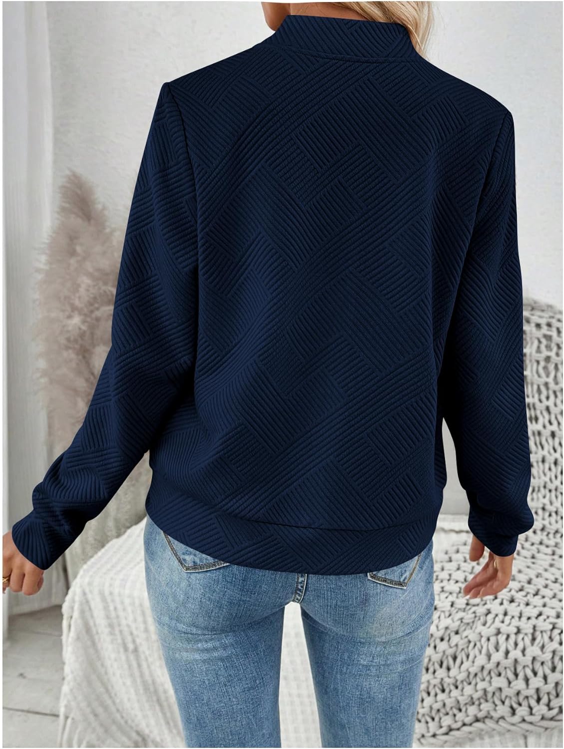 Verdusa Women's Zip Up Bomber Jacket Casual Long Sleeve Textured Lightweight Coat Business Casual Outfits Spring Fall Clothes - Image 2