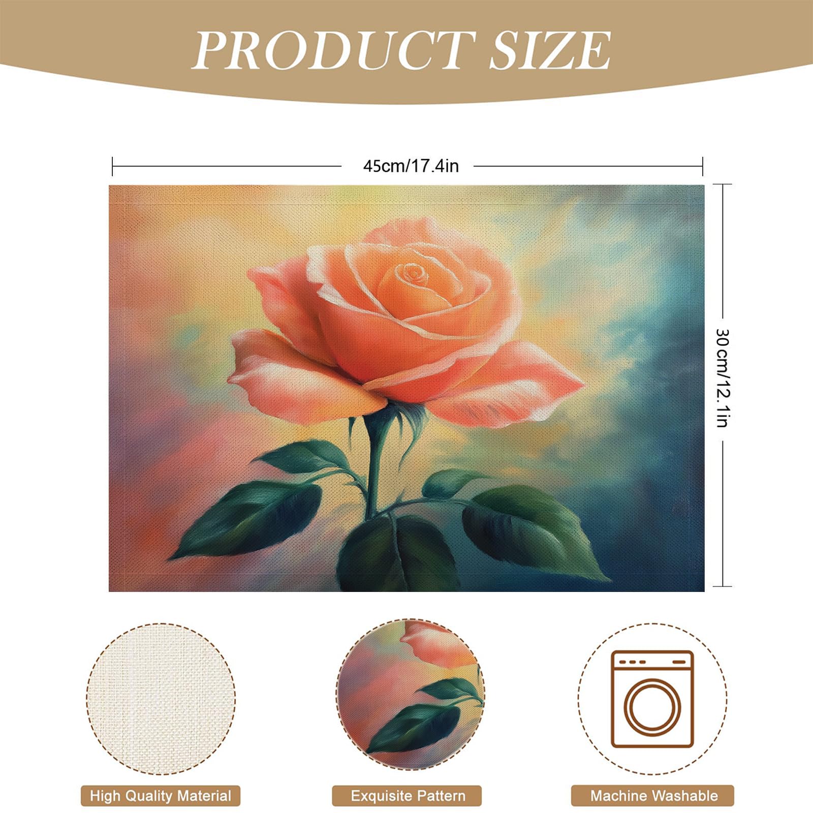 Set di 8 Tovagliette Americane Lavabili Cotone Lino Astratto - Tovaglietta Americana Resistenti al Calore Durevole Rosa - per Colazione Pranzo 30×45 cm