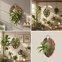 Vista 5 de Kit de montaje de helecho cuerno de ciervo Tablero para colgar en la pared Soporte vertical para plantas trepadoras de orquídeas (hoja) (marrón)