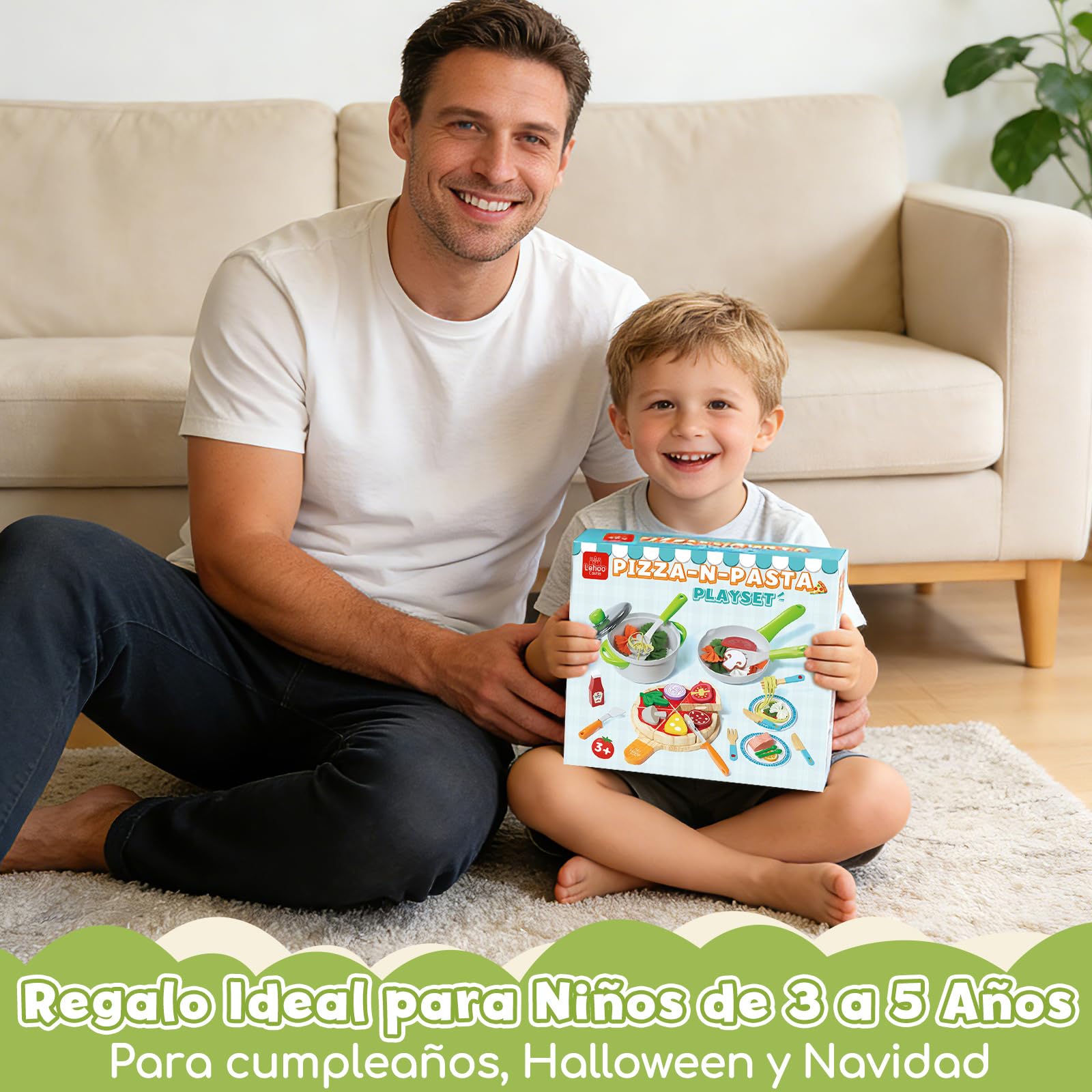 Lehoo Castle Comida Juguete Cocinita, Accesorios Cocina Juguetes, Pizza de Madera, Cocinita de Madera Infantil, Juguetes Niña 3 Años