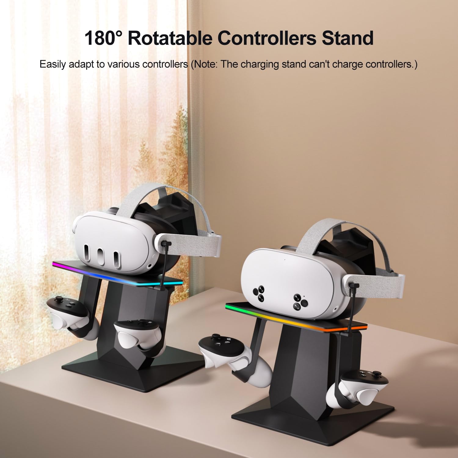 Dock di ricarica compatibile con Meta Quest 2/3/3S | Supporta la stazione di ricarica rapida VR con luce RGB, cavo di tipo C, supporto per controller VR