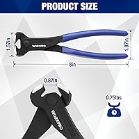 Vista 6 de WORKPRO Alicates de corte final de 8 pulgadas con extractor de uñas - Acabado negro en acero cromo vanadio, pinza de corte final de alto