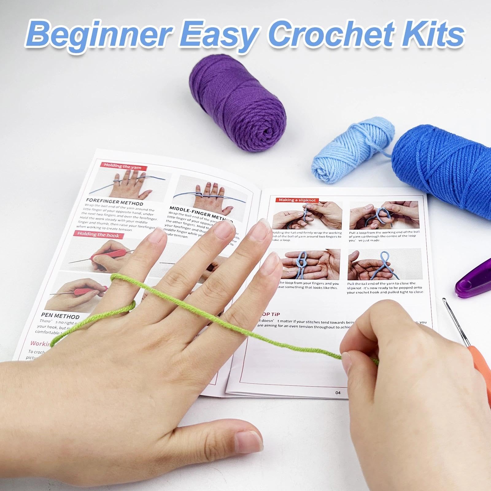 Dromzen Kit Crochet Debutant, Kit Tricot, Kits De Crochet Avec Instructions Étape Par Étape, Kit De Crochet Pour Débutants, Kit Crochet Debutant Complet Animaux Pour DIY(Pingouin, Grenouille Et Hibou