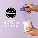 Lansinoh Anti-Colic Bouteilles pour bébés en verre pour l'allaitement, 8 Ounces, 4 Compte de bouteilles pour l'alimentation, Bébé Essentiels, Inclut 4 Mamelons à flux moyen, taille M