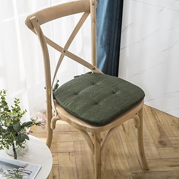 Non-Slip Cushion Seat Pads, Garden Chair Pads, Soft and Comfortable Dining Chair Cushions on Many Colors with Ties for Living Room, Kitchen, Classroom, Office and More,39 * 40cm,Dark Green