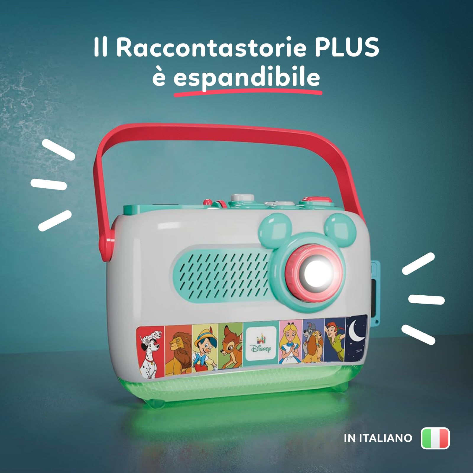 Clementoni Disney Baby Proiettore Raccontastorie Plus, Storyteller per Bambini 2+ Anni, 7 Storie Classiche, Gioco Elettronico Parlante Portatile, Idea Regalo, Italiano
