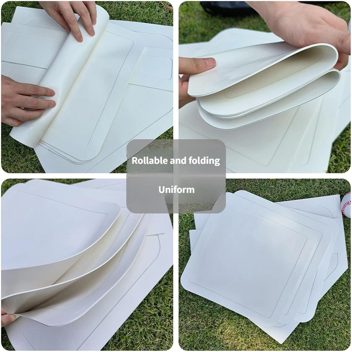 Rubber Throw Down Base Set, with Home Plate for Baseball & Softball, Portable Training Gear for Backyard and Field Pract All Weather Portable Softball Base Set Including Home Plate for Field Practice