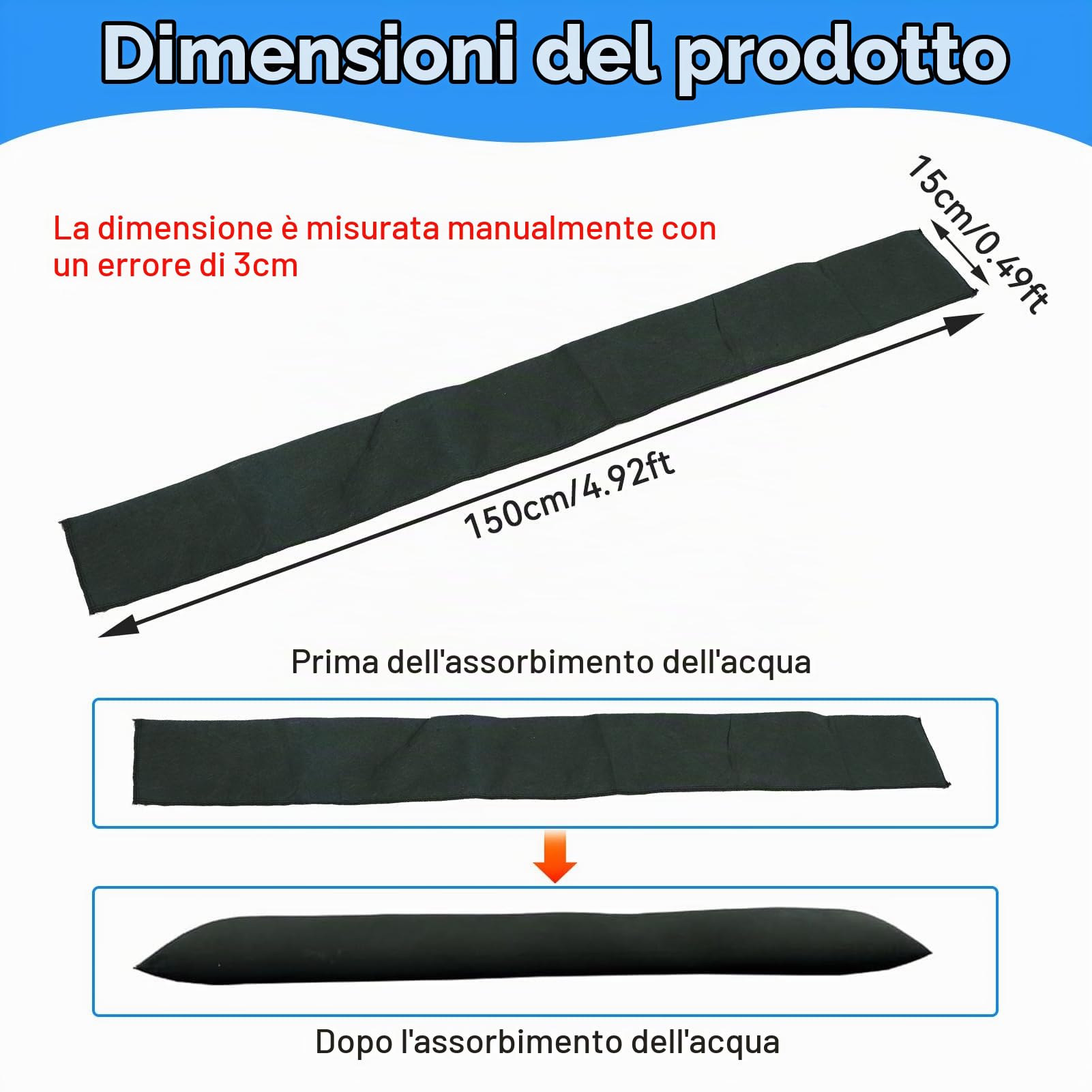 Barriere antiallagamento attivate dall'acqua, 5 pezzi Barriera d'acqua Sacchi di sabbia senza sabbia Barriere antiallagamento assorbenti Assorbitore d'acqua riutilizzabile per