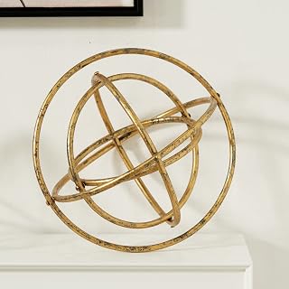 8 inches-Golden Iron Sphere,Foldable Geometric Sculpture Decorative Sphere,Tabletop Decorations for Living Room, Study,Bedroom,Modern Home Decor Accents