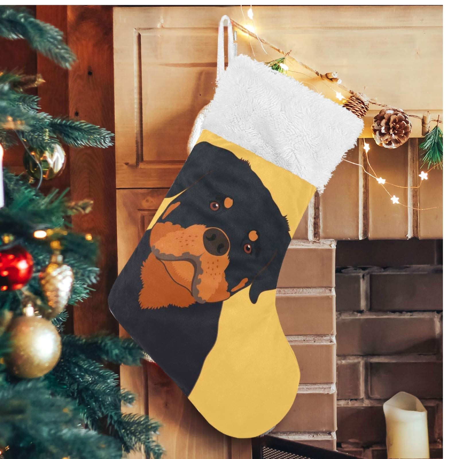ALAZA Christmas Stockings Rottweiler Buddy Dog Classic Personalized Large Stocking Decorations for Family Holiday Season Party Decor 1 Pack,17.7"