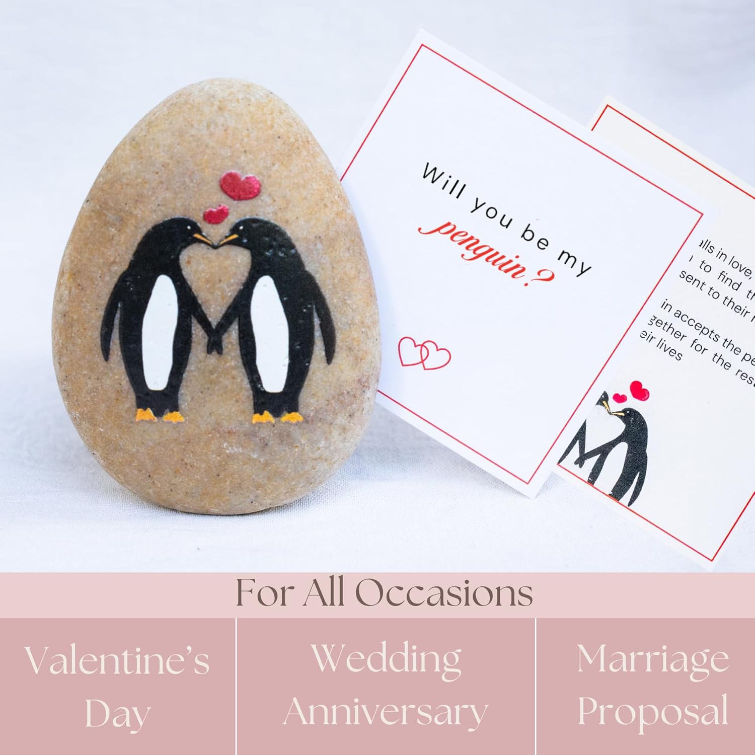Valentines Day Gifts for Her - Will You Be My Penguin Pebble - Cute and Sentimental Gift for Boyfriend, Girlfriend, or Fiance - I Love You -Will You Marry Me Proposal - Anniversary Wedding Gift - Image 2