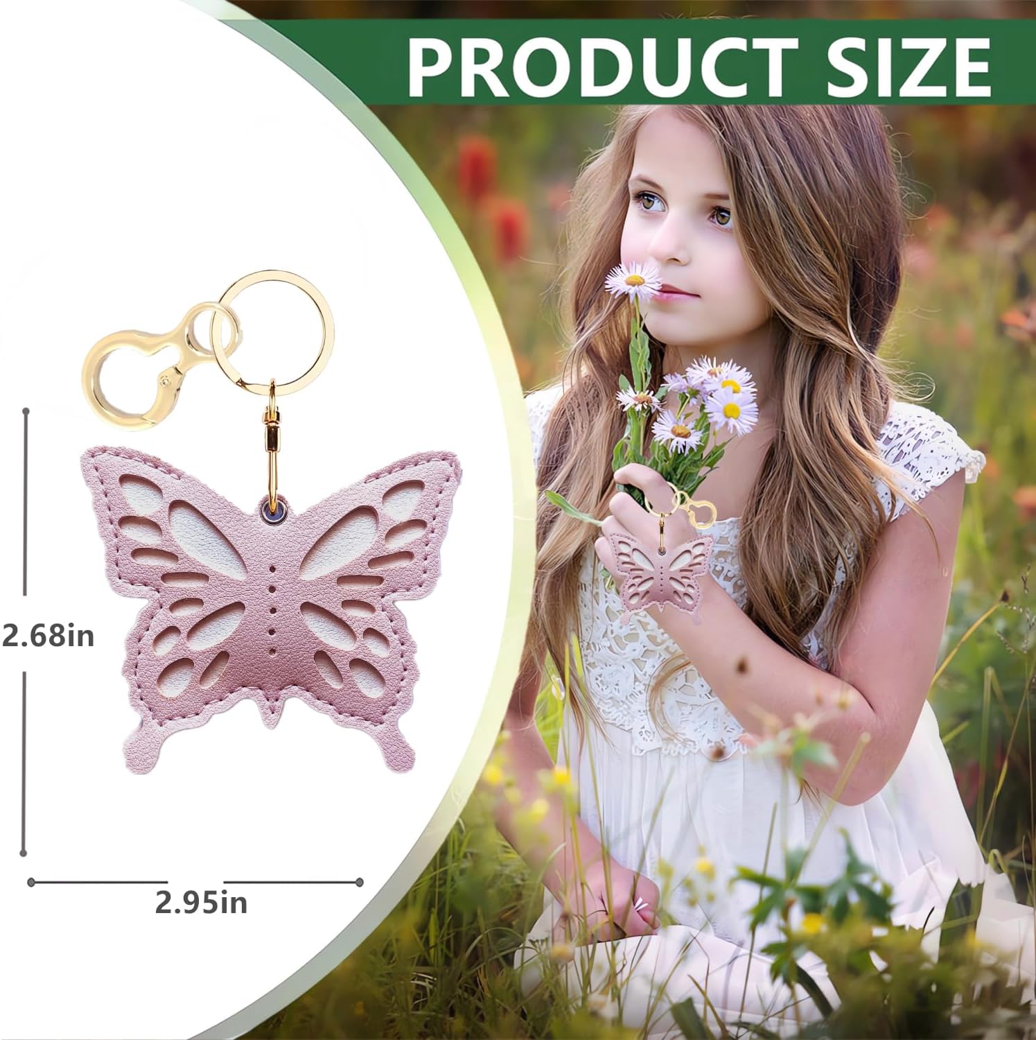 BORKUANA PU Leather Keychain holder Protective Case Compatible with AirTag image 2