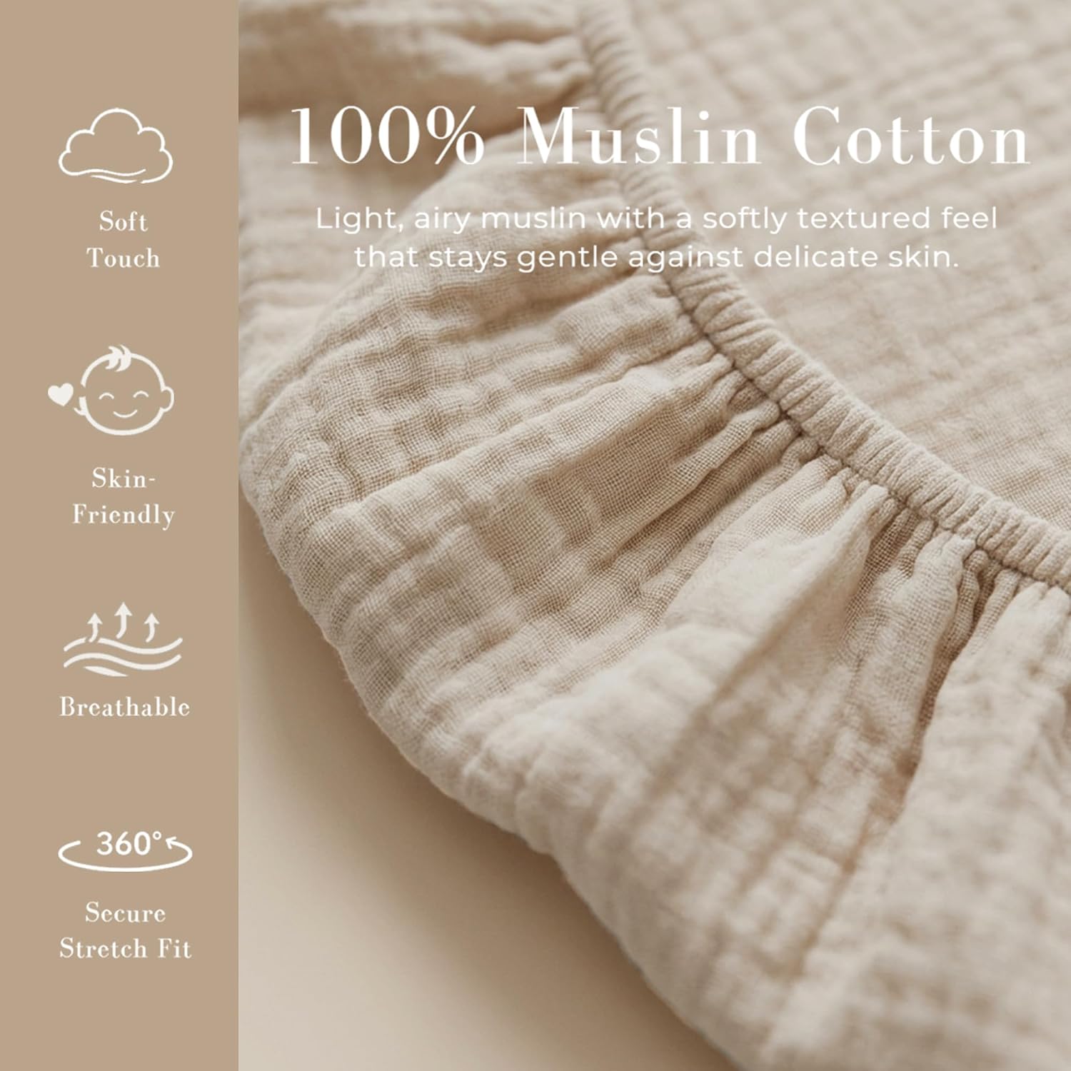 MairMore 3 Pack Changing Pad Cover for Neutral Baby, Muslin Soft Cotton Diaper Changing Table Pad Cover Changing Pad Sheets for Girls and Boys (Milky Coffee)