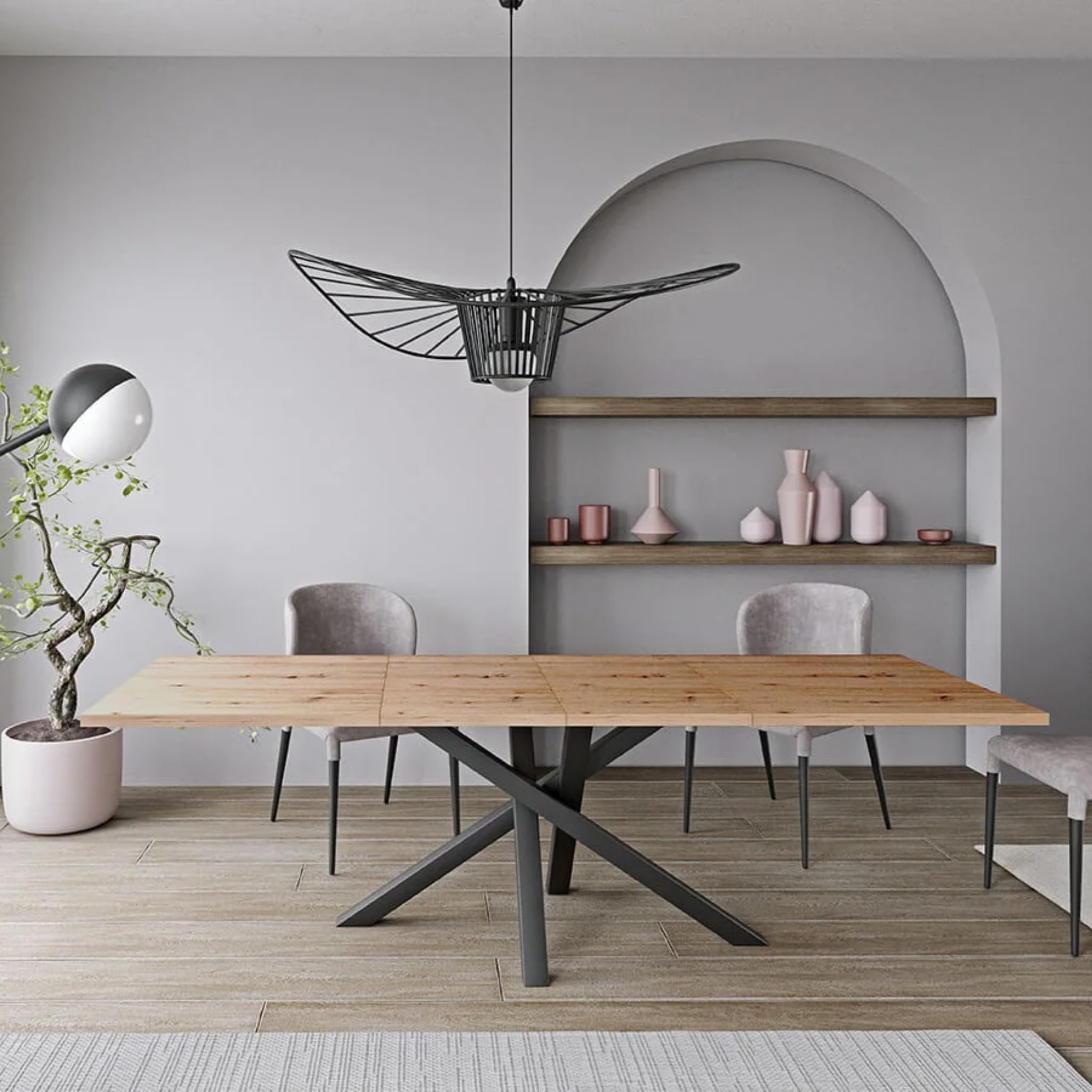 Extendable Dining Table for 6–10 People CALDER – 160-260 cm, Artisan Oak Effect